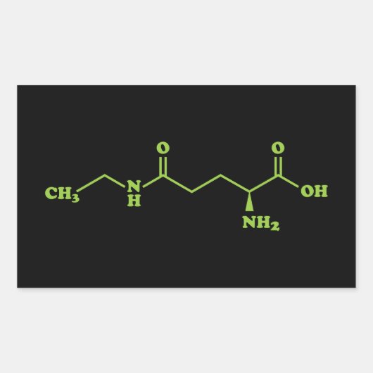 茶テアニン分子化学式 長方形シール (正面)