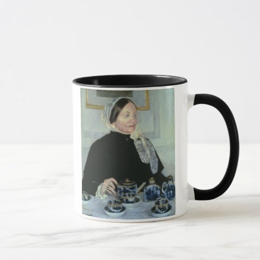 茶テーブルの女性、1885年(キャンバスの油) マグカップ (右)