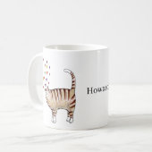 茶トラ猫とハートのカスタムネーム コーヒーマグカップ (正面左)