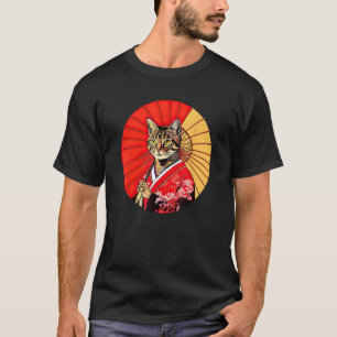 茶トラ猫の芸者 和風かわいいペットきもの Tシャツ