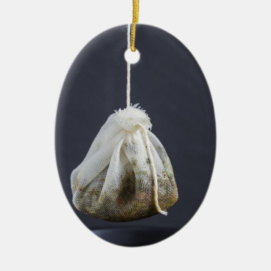 茶バッグつるは飲み物だ セラミックオーナメント (正面)