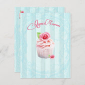 茶バラのカップケーキの招待状 招待状 (正面/裏面)