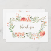 茶バラサンキューカード 招待状 (正面/裏面)