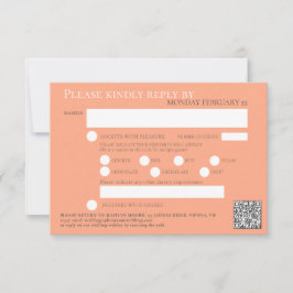 茶バラ水の色結婚のQRコード食事オレンジ 出欠カード