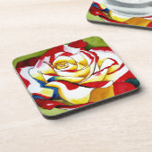 茶バラ水彩オリジナルアートフラワー コースター (左側)