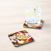 茶バラ水彩オリジナルアートフラワー コースター (右側)