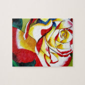 茶バラ水彩オリジナルアートフラワー ジグソーパズル (横)