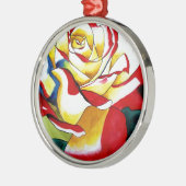 茶バラ水彩オリジナルアートフラワー メタルオーナメント (左)