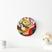 茶バラ水彩オリジナルアートフラワー ラウンド壁時計 (ホーム)