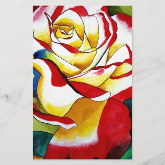 茶バラ水彩オリジナルアートフラワー 便箋 (正面)