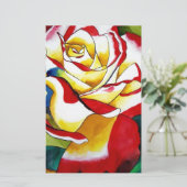 茶バラ水彩オリジナルアートフラワー 便箋 (スタンド正面)