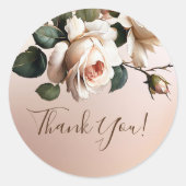 茶バラ結婚の感謝 ラウンドシール (正面)