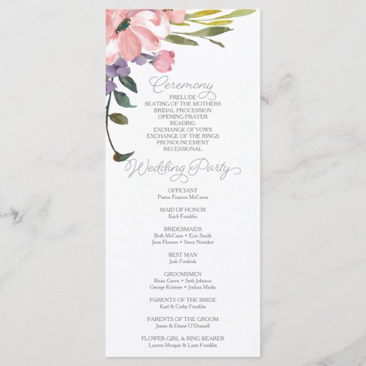 茶バラ結婚式 プログラム (裏面)