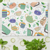 茶パターン キッチンタオル (折り畳み)