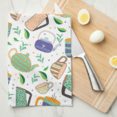 茶パターン キッチンタオル (四つ折り)