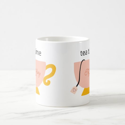 茶パーソナライズされたの時間 コーヒーマグカップ (中央)