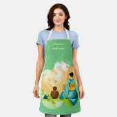 茶パーソナライズされた日本の湯ドラゴン エプロン (着用した状態)