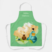 茶パーソナライズされた日本の湯ドラゴン エプロン (正面)