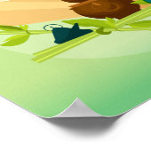 茶パーソナライズされた日本の湯ドラゴン ポスター (角)