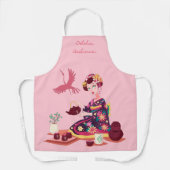 茶パーソナライズされた湯日本の鶴器 エプロン (正面)