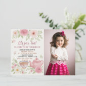 茶パーティの招待状とフローラとティーカップデザイン 招待状 (スタンド正面)