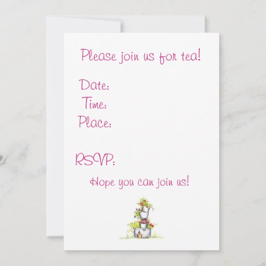 茶パーティの招待状コテージガーデンフラワーバケツ 招待状 (裏面)