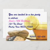 茶パーティの招待状テンプレート 招待状 (正面/裏面)