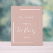 茶パーティの招待状、フローラ茶招待状、赤面 アクリルサイン (ニュートラル)