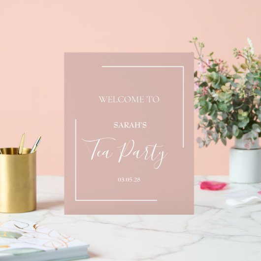 茶パーティの招待状、フローラ茶招待状、赤面 アクリルサイン (ウェディング)