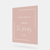 茶パーティの招待状、フローラ茶招待状、赤面 アクリルサイン (傾斜)