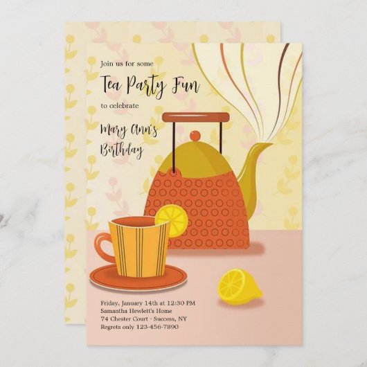 茶パーティーおもしろい招待状 招待状 (正面/裏面)
