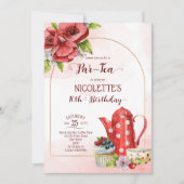 茶パーティーの誕生日の招待テンプレート 招待状 (正面)