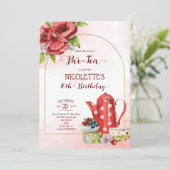茶パーティーの誕生日の招待テンプレート 招待状 (スタンド正面)