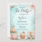 茶パーティーの誕生日の招待 招待状 (正面)