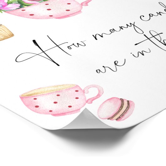 茶パーティーの赤ちゃんシャワーお菓子の数を推測 ポスター (角)