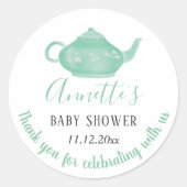 茶パーティーみすぼらしいシックな赤ちゃんシャワー |ありがとうございます ラウンドシール (正面)