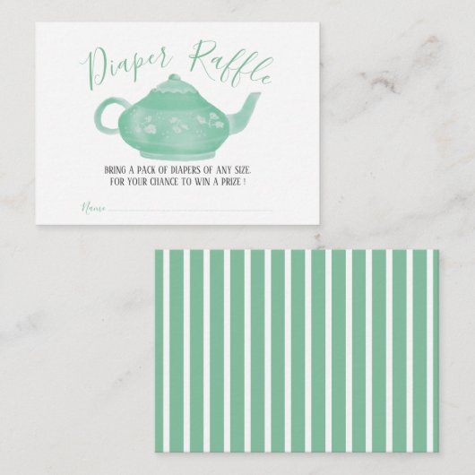 茶パーティーみすぼらしいシックな赤ちゃんシャワー | おむつラッフル エンクロージャーカード (正面/裏面)