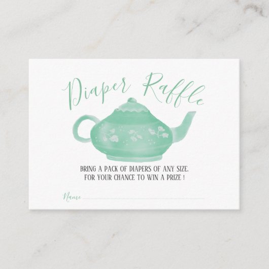 茶パーティーみすぼらしいシックな赤ちゃんシャワー | おむつラッフル エンクロージャーカード (正面)