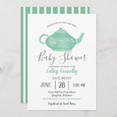 茶パーティーみすぼらしいシックな赤ちゃんシャワー 招待状 (正面/裏面)