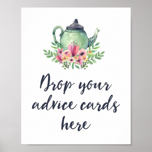 茶パーティーアドバイスカードベビーブライダルシャワー ポスター (正面)