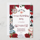 茶パーティーアリスinワンダーランド誕生日パーティー 招待状 (正面)