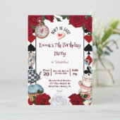 茶パーティーアリスinワンダーランド誕生日パーティー 招待状 (スタンド正面)