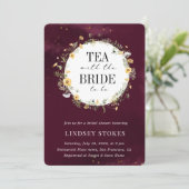 茶パーティーイエローワイルドフラワーブルゴーニュブライダルシャワー 招待状 (スタンド正面)