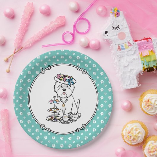 茶パーティーウェスティードグウエストハイランドホワイトテリア ペーパープレート (パーティー)