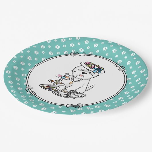 茶パーティーウェスティードグウエストハイランドホワイトテリア ペーパープレート (アングル)