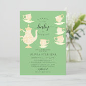 茶パーティーエレガントボホレースニュートラルベビーシャワー 招待状 (スタンド正面)