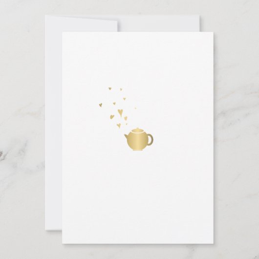 茶パーティーエレガントモダン金ゴールド緑ベビーシャワー 招待状 (裏面)