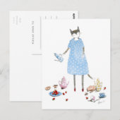 茶パーティーキャットのカレンウォーカーのドレス ポストカード (正面/裏面)
