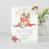 茶パーティークリスマス誕生日ガールパールティー 招待状 (スタンド正面)