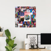 茶パーティーグリズリーベア国旗サラ・ペイリン氏コラージュ ポスター (ホームオフィス)